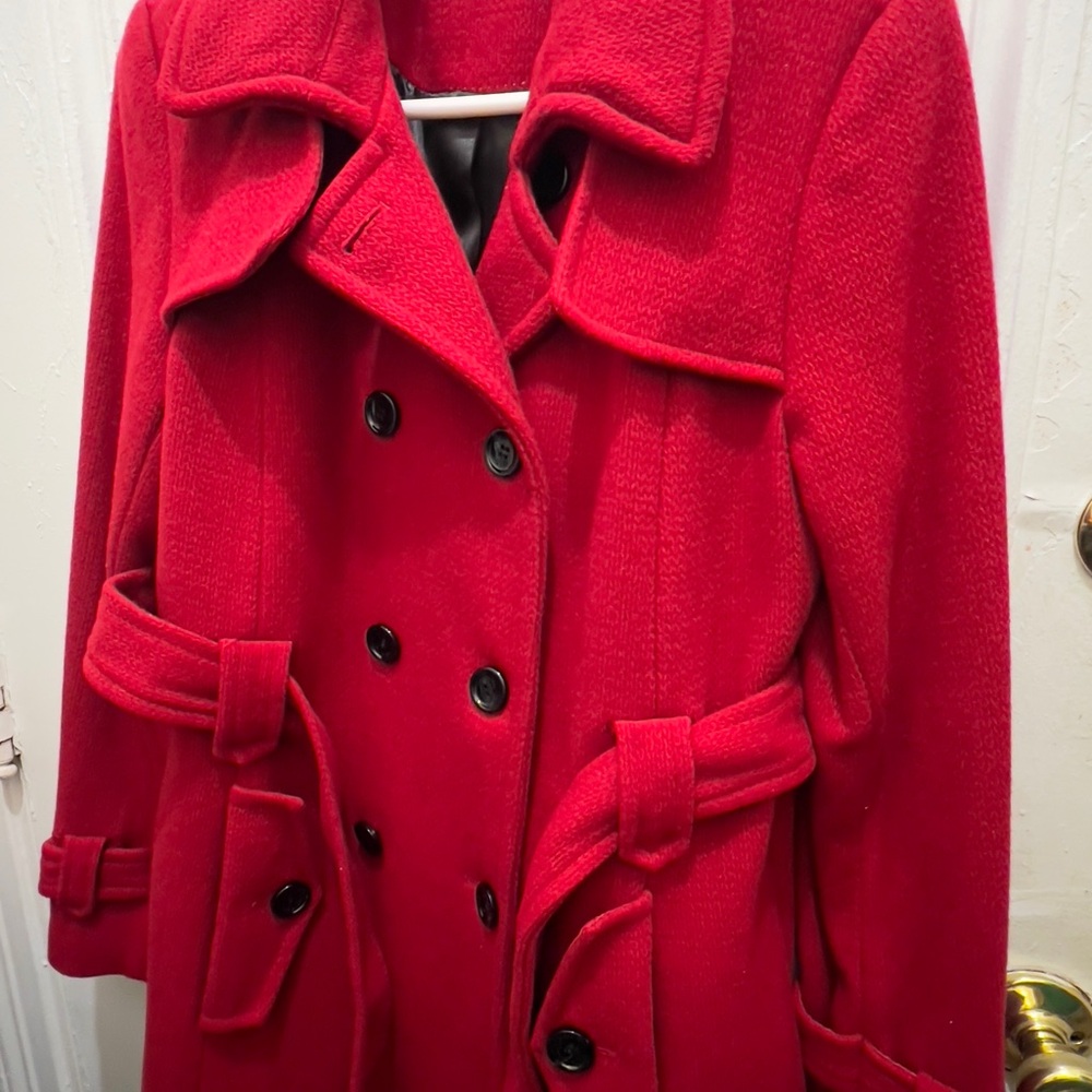 Calvin Klein Vibrant Red Pea Coat